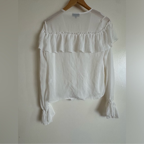 MAJORELLE Sheer Chiffon White Ruffled Blouse S - Picture 7 of 9